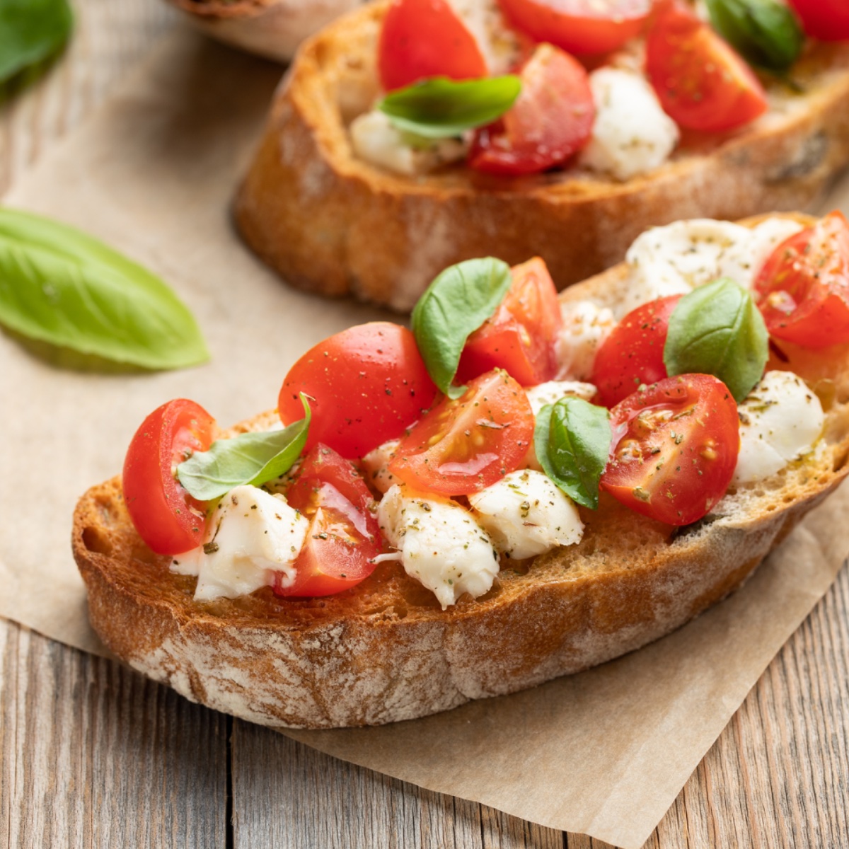 Photo de Recette Bruschetta tomates mozza basilic