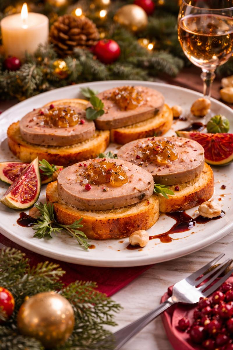 Photo de Foie Gras sur Pain Brioché spécial Noël