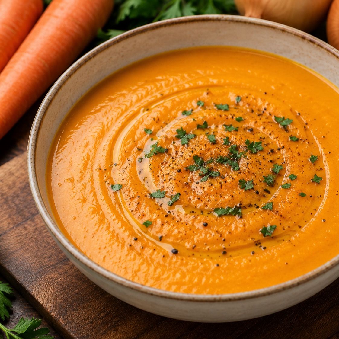 Photo de Recette Soupe de carottes et oignons au curry