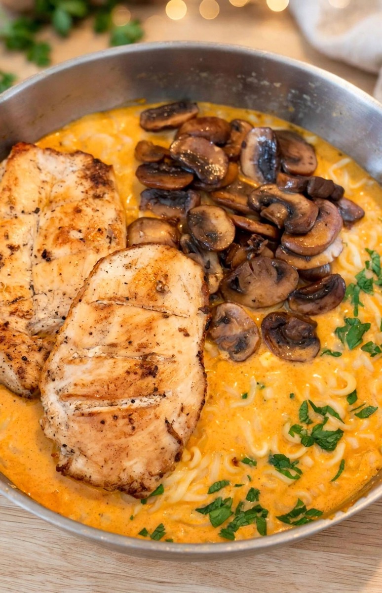 Photo de Recette Buldak au poulet grillé et champignons